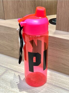 PINK Victoria’s Secret Neon Pink Water Bottle w/ Strap Gym Travel 💗